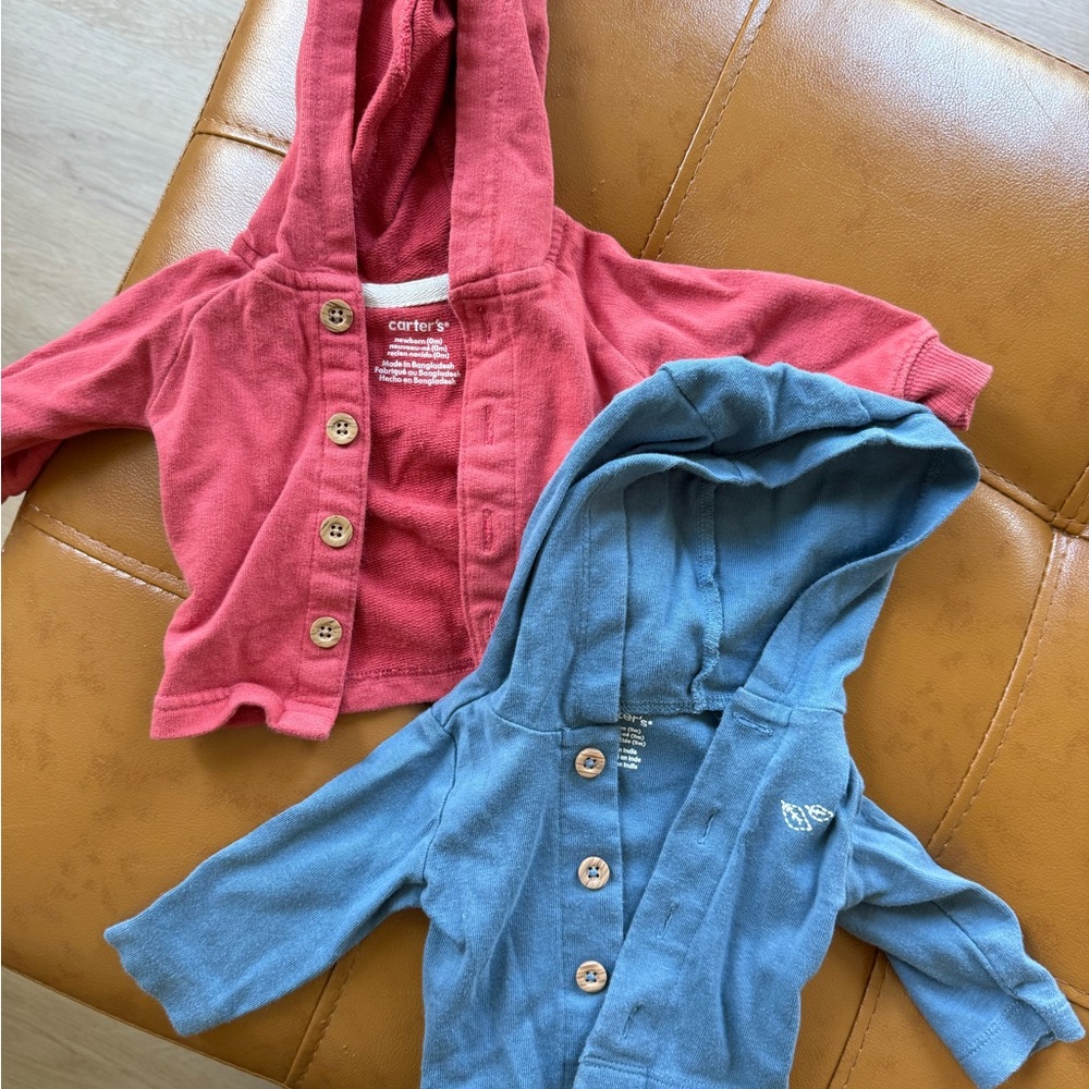 Carter's Coral and Teal Baby Hoodies